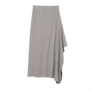 Women's Asymmetric Midi A-Line Skirt Knit Texture Polyester Blend High Waist Minimalist Patchwork European American Street Style Grey Fashion Skirts
