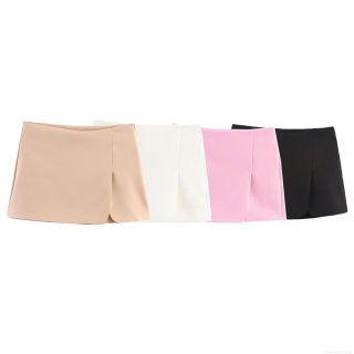 Women's Solid Color Split Skorts Polyester High Waist A-Line Mini Skirt Pants For Streetwear Daily Casual Fashion Women Bottoms