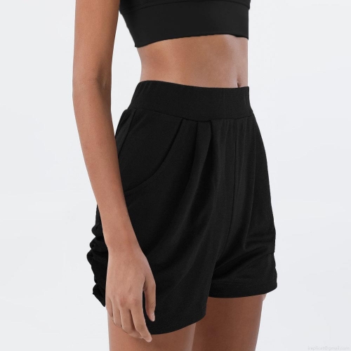 Women's High Waisted Slim Fit Sport Shorts With Pockets Plus Size Polyester Spandex Solid Color Casual Summer Activewear Shorts