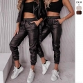 Women Sexy PU Faux Leather Jogger Pants High Waisted Drawstring Cuffed Trousers Fashion Streetwear Casual Slim Fit Fall Winter Leather Pants For Women
