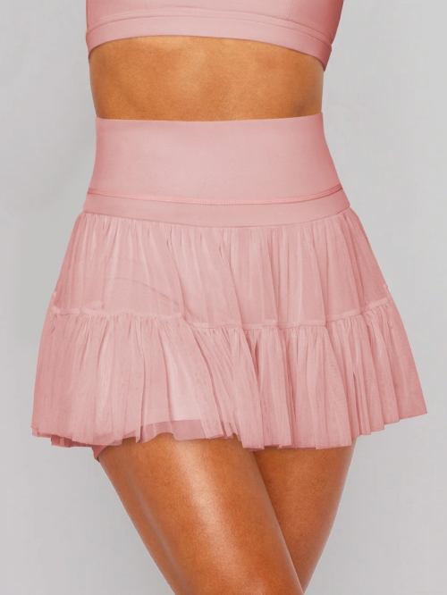 Women's High Waist Pleated Skort with Pockets Mesh Layered Mini Skirt Athletic Tennis Running Skirt for Gym Sports Daily Wear Casual Sweet Spicy Style Polyester Spandex Skirt