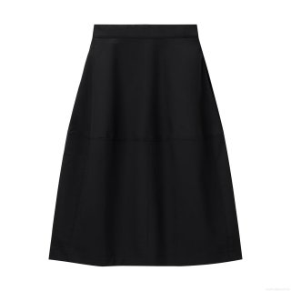 Women's Winter High Waist A-Line Skirt Elegant Solid Color Polyester Long Skirt With Stitching Detail For Office Daily Wear Women