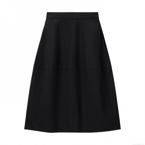 Women's Winter High Waist A-Line Skirt Elegant Solid Color Polyester Long Skirt With Stitching Detail For Office Daily Wear Women