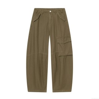 Women's Loose Cargo Pants Oxford Cotton Blend Mid-Waist Wide Leg Trousers with Large Pockets Casual Military Style Trousers for Daily Outdoor Fashion