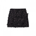 Women's 3D Floral Mini Skirt Ribbed Knit High Waist Black Short Skirt Sexy Pure Desire Style Slim Fit Polyester Spandex Skirt For Club Party Partywear