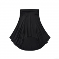 Women Elegant Low Waist Pleated Irregular A-Line Skirt Solid Color Polyester Spandex Winter Midi Skirt For Daily Casual Wear Chic Bottoms