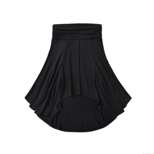 Women Elegant Low Waist Pleated Irregular A-Line Skirt Solid Color Polyester Spandex Winter Midi Skirt For Daily Casual Wear Chic Bottoms