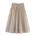 Women Elegant Polka Dot Midi Skirt High Waist Elastic Drawstring A-Line Flowy Skirts For Women Commute Casual Polyester Spandex Summer Spring Fashion Bottoms