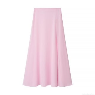 Women's Pink Elegant A-Line Maxi Skirt High Elastic Waist Side Split Long Skirt Summer Solid Color Silky Polyester Skirts For Women Daily Commute Casual Outfit
