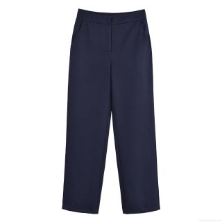 Women's High Waisted Straight Leg Suit Pants Navy Blue Office Work Trousers Elegant Casual Wide Leg Polyester Spandex Blend Dress Pants for Women