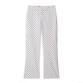 Women's High Waist Polka Dot Flare Pants Elegant Slim Fit Straight Leg Trousers 100% Polyester Woven Long Pants For Summer Daily Commute
