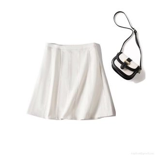 Women's Casual White Cotton A-Line Skirt Fashion High Waist Short Mini Denim Skirt for Summer Party Dating Ladies Solid Color Breathable Bottom