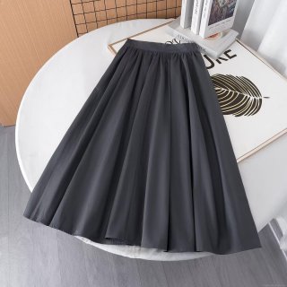 Women's Elegant Pleated Midi Skirt High Waist Elastic A-Line Solid Color Polyester Spandex Blend Casual Commuter Skirt For Office Daily Wear Ladies