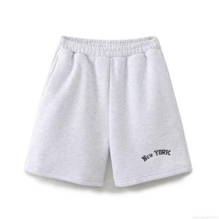 Women's Casual Cotton Blend Letter Embroidered Fleece Lined Shorts High Waisted Elastic Waist Loose Sweatshorts Light Gray