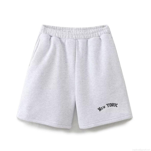 Women's Casual Cotton Blend Letter Embroidered Fleece Lined Shorts High Waisted Elastic Waist Loose Sweatshorts Light Gray