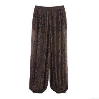 Women's Leopard Print Pleated Lantern Pants High Waist Casual Loose Smocked Cuff Trousers Soft Breathable Polyester For Daily Vacation Ladies Streetwear