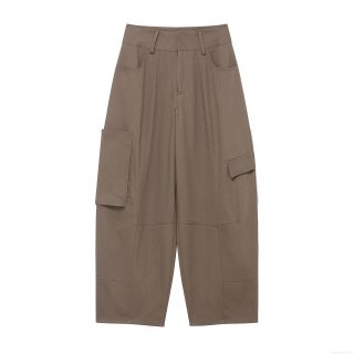 Women High Waist Cargo Balloon Pants Loose Wide Leg Workwear Trousers With Multi Pockets Solid Color Polyester Twill Casual Streetwear Pants
