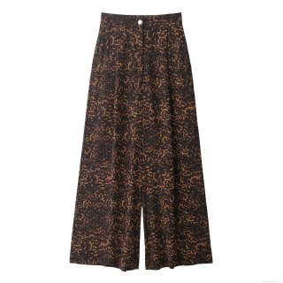 Women Leopard Print Wide Leg Pants High Waist Loose Autumn Casual Trousers Long Flowy Culottes With Side Pockets