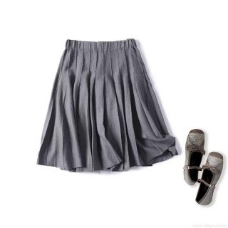 Women's Gray Knit Pleated Skirt Autumn High Waist A-Line Mini Skirt Viscose Nylon Blend Casual Urban Style Bottoms For Ladies Office Daily Wear