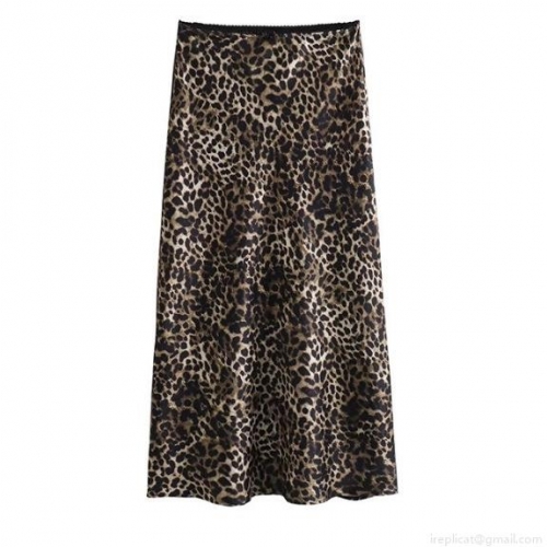 Women's Sexy Leopard Print Satin Skirt High Waist A-Line Midi Long Skirt Fashion Streetwear Party Polyester Satin Bottoms for Women