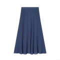 Women's High Waist Linen Midi Skirt Elegant Solid Color A-Line Cape Style Long Skirt For Street Fashion Daily Wear Party Skirt