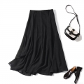 Women's Elegant High Waist A-Line Big Swing Mid-length Skirt 75% Polyester 25% Rayon Solid Color Commute Fashion Midi Skirt For Women