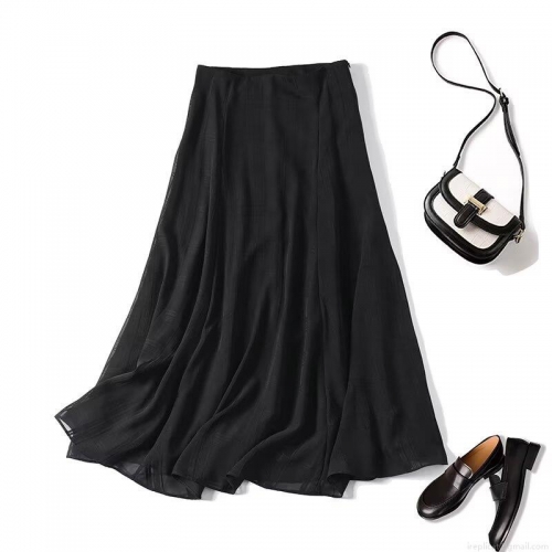 Women's Elegant High Waist A-Line Big Swing Mid-length Skirt 75% Polyester 25% Rayon Solid Color Commute Fashion Midi Skirt For Women