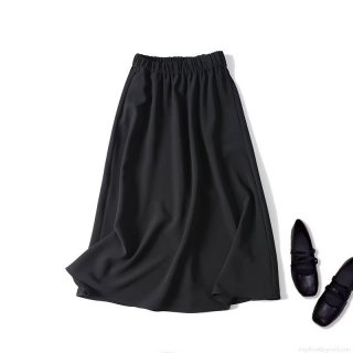 Women's Fashion Elastic Waist A-Line Midi Skirt Solid Color Polyester Spandex Casual Flowy Long Skirt For Winter Daily Wear