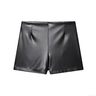 Women High Waist Faux Leather Shorts Sexy Black PU Pleated Hot Pants Winter Fashion Streetwear Versatile Casual Bottoms