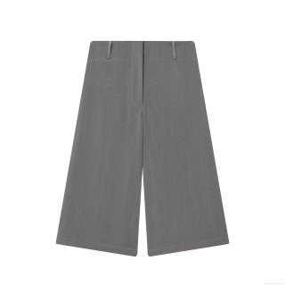 Women's Elegant High Waist Straight Leg Shorts Casual Solid Grey Polyester Wide Leg 5-Point Pants Commuting Office Ladies Fashion Bottoms