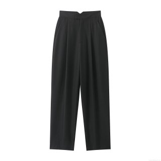 Women's Loose Wide Leg Pants 100% Polyester Twill High Waist Suit Trousers With Side Slits Casual Office Fashion Long Pants For Women