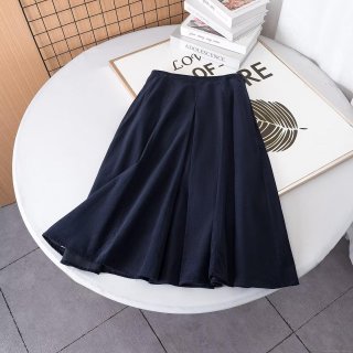 Women's Elegant High Waist Corduroy Midi Skirt A-Line Pleated Solid Color Versatile Warm Winter Skirt For Women Office Dating