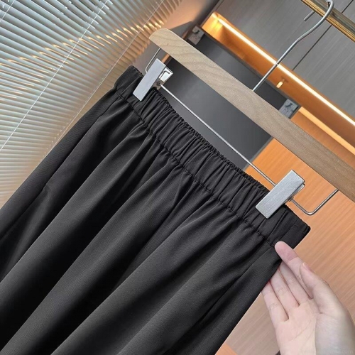 Women's Elegant Solid Color Midi A-Line Skirt High Waist Elastic Waist Drape Cotton Blend Skirt For Office Commute Winter Fall Fashion Lady Bottoms