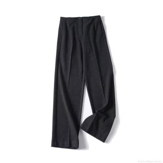 Women's High Waist Wide Leg Suit Pants Elegant Commuter Polyester Rayon Spandex Blend Loose Casual Trousers For Office Lady Winter Fashion