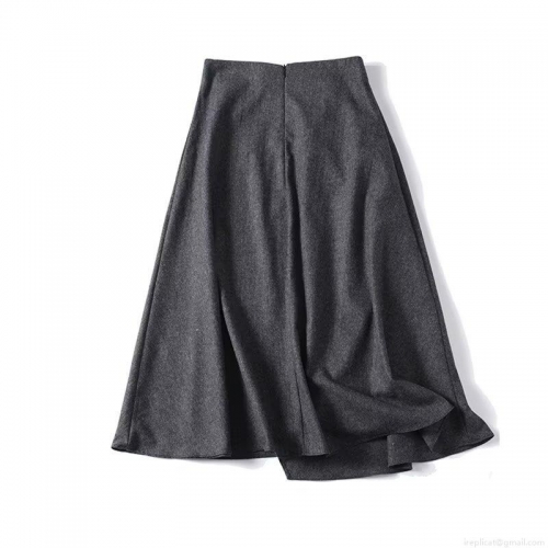 Women's High Waist Wool Blend Midi Skirt Elegant Irregular Hem A-Line Skirt Solid Color Thick Warm Commuter Style Winter Skirt For Women