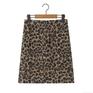 Women's Leopard Print Faux Lambswool Mini Skirt High Waisted Polyester A-Line Skirt For Winter Casual Streetwear Sexy Style