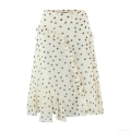 Women's Fashion Polka Dot Ruffle Skirt 100% Polyester Chiffon Texture Irregular Hem Short Mini Skirt French Retro Summer Casual Party Bottoms Streetwear For Women