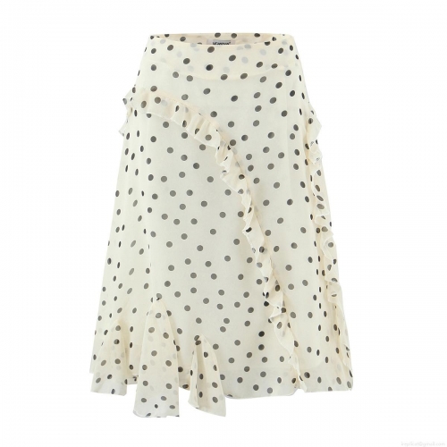 Women's Fashion Polka Dot Ruffle Skirt 100% Polyester Chiffon Texture Irregular Hem Short Mini Skirt French Retro Summer Casual Party Bottoms Streetwear For Women