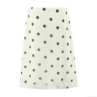 Women's Polka Dot Midi Skirt High Waisted A-Line Skirt With Ruffle Hem 100% Polyester Vintage Streetwear Style For Summer Spring Ladies Casual Fashion