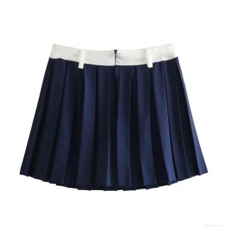 Women's High Waisted Pleated Mini Skirt 100% Polyester Colorblock White Waistband Preppy Athletic Tennis Skirt For Women Streetwear Daily Casual Wear