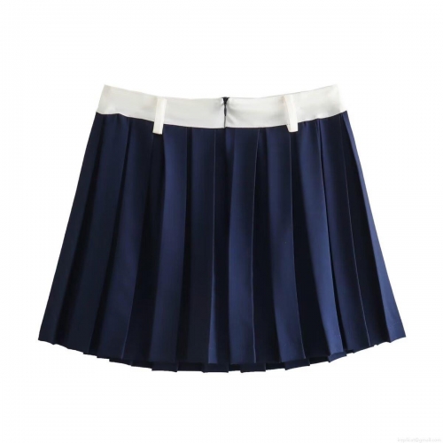 Women's High Waisted Pleated Mini Skirt 100% Polyester Colorblock White Waistband Preppy Athletic Tennis Skirt For Women Streetwear Daily Casual Wear