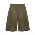 Women's High Waist Suede Wide Leg Shorts Solid Color Olive Green Sweet Casual Loose Shorts Fashion Retro Suede Texture Bottoms for Women
