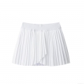 Women's High Waist White Pleated Mini Skirt A-Line Tennis Skirt With Anti-Exposure Lining Casual Preppy Style Polyester Short Skirt
