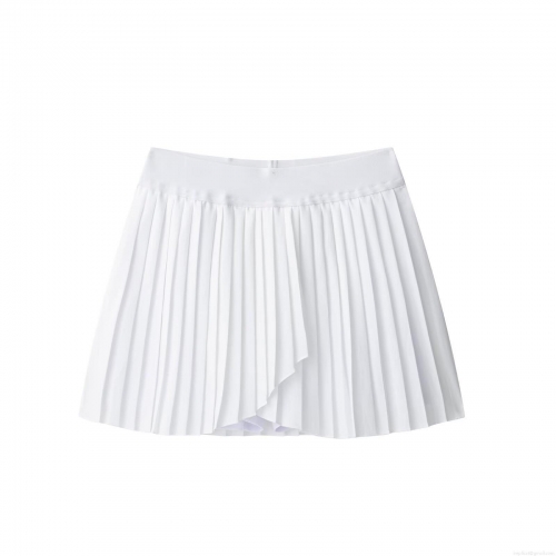 Women's High Waist White Pleated Mini Skirt A-Line Tennis Skirt With Anti-Exposure Lining Casual Preppy Style Polyester Short Skirt