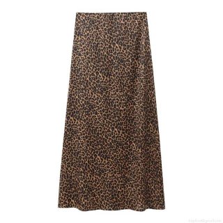 Women's Leopard Print Satin Midi Skirt Sexy High Waisted A-Line Silky Animal Pattern Skirt For Summer Streetwear Party Fashion Bottoms