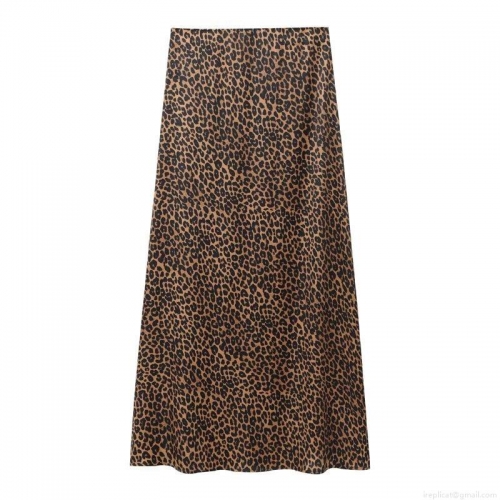Women's Leopard Print Satin Midi Skirt Sexy High Waisted A-Line Silky Animal Pattern Skirt For Summer Streetwear Party Fashion Bottoms