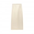 Women's Elegant High Waist Satin Midi Skirt Sexy Cream White Straight Pencil Skirt With Back Slit For Party Daily Casual Lady Bodycon Long Skirt