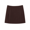 Women's Solid Deep Brown Twill A-Line Mini Skirt Casual High Waisted Sexy Bodycon Short Skirt for Streetwear Daily Party Ladies