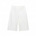 Women's Casual Wide Leg Shorts Polyester Ice Linen Solid Color Culottes High Waist Loose Fitting Bermuda Shorts For Summer Daily Wear Sweet Style Bottoms