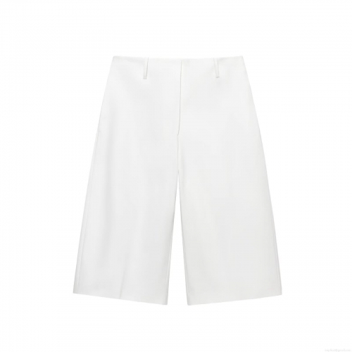 Women's Casual Wide Leg Shorts Polyester Ice Linen Solid Color Culottes High Waist Loose Fitting Bermuda Shorts For Summer Daily Wear Sweet Style Bottoms